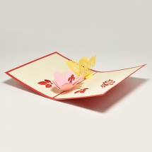 Купить 3D POP-UP открытка - Цветок и бабочка - OBIDOBI.RU